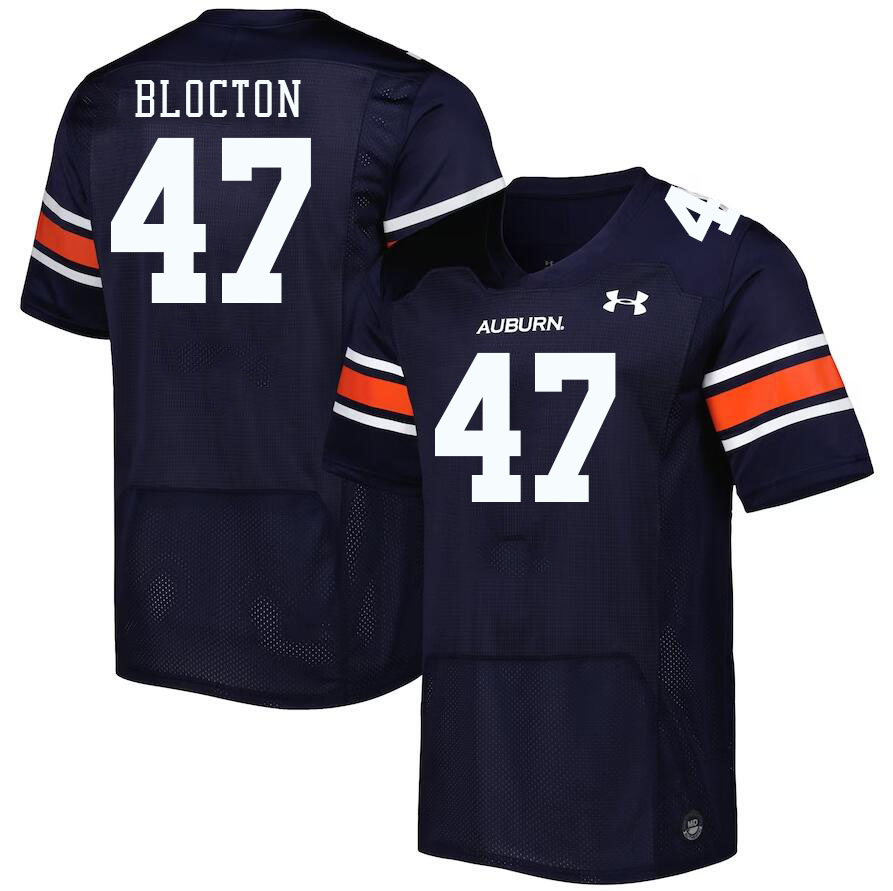 Men #47 Malik Blocton Auburn Tigers College Football Jerseys Stitched-Navy